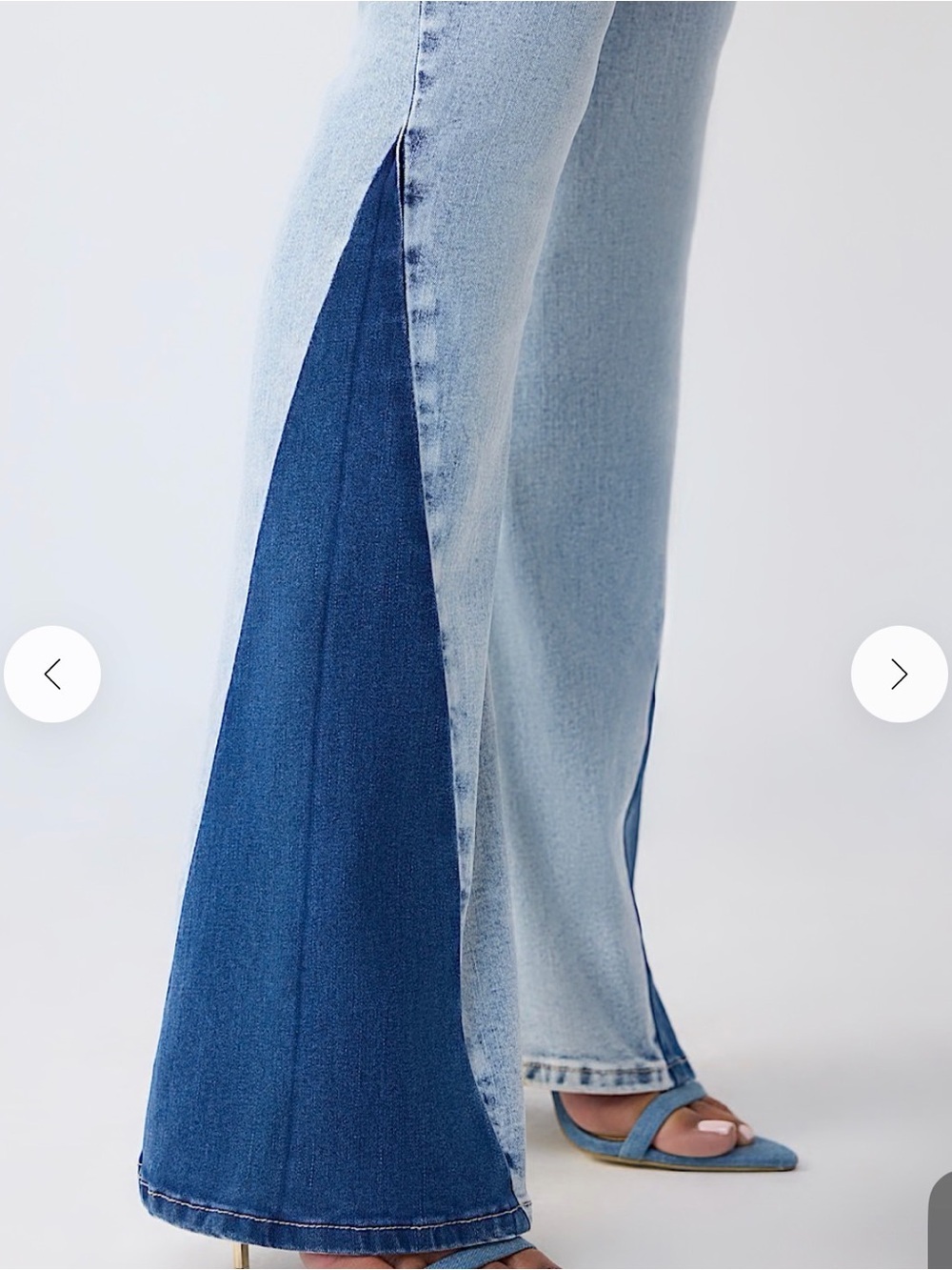 True Religion Two-Tone Light Blue Flare Jeans - Picture 4 of 10